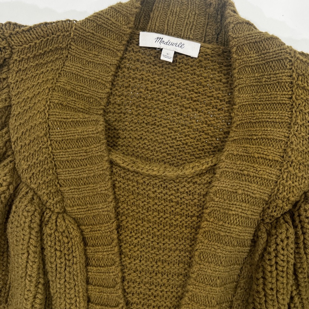 Madewell Olive Ruffle Collar Cardigan Sweater - Picture 2 of 3